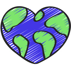 Heart Shaped Earth Icon