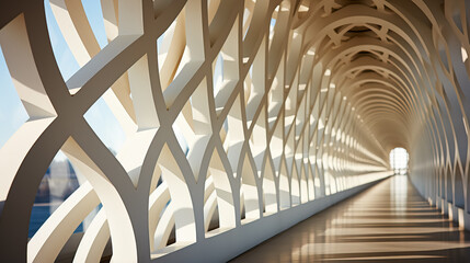 Abstract close-up of geometric patterns in modern bridge design 