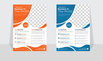 Corporate modern business flyer template design set, minimal business flyer template or eye catching flyer design, flyer in A4 with colorful business proposal, modern with red and purple flyer