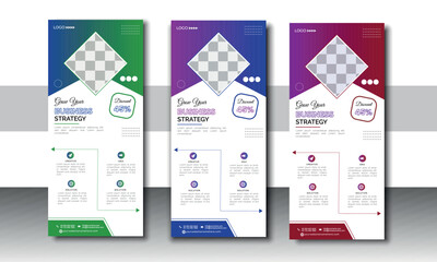 Business and professional roll up banner design. Professionalbusiness colorful roll up banner design template
