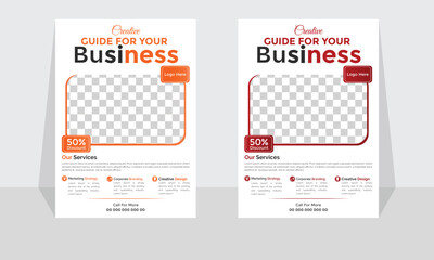 Corporate modern business flyer template design set, minimal business flyer template or eye catching flyer design, flyer in A4 with colorful business proposal, modern with red and Orange flyer