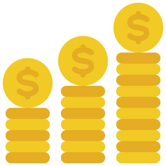 Coin Stack Bar Chart Icon
