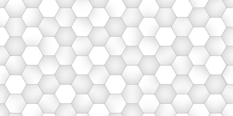 White Hexagon Background. Seamless Pattern with Hexagonal. Futuristic Honeycomb Mosaic White Background.