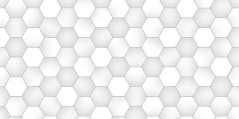 White Hexagon Background. Seamless Pattern with Hexagonal. Futuristic Honeycomb Mosaic White Background.