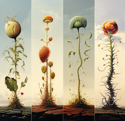 set of flowers