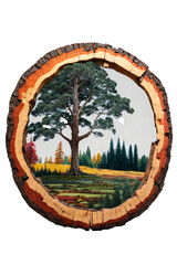 Natural landscape on a wood cutout, Transparent background