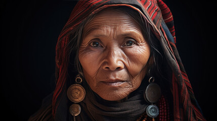 Portrait of Akha senior woman in the Thailand - obrazy, fototapety, plakaty