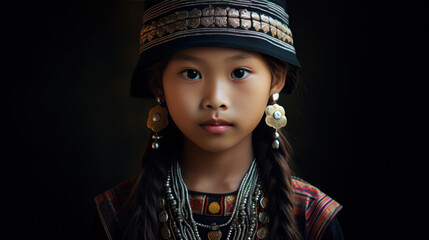 Portrait of Young Akha woman in the Thailand