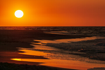 Golden sunset on the Baltic Sea. Jurata.