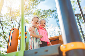 Happy kid having fun play together on summer season