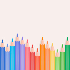 Color pencils set vector, rainbow pastel style on cream background, Vector Illustration