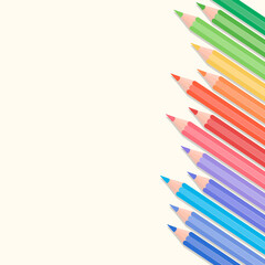 Color pencils set vector, rainbow pastel style on cream background, Vector Illustration