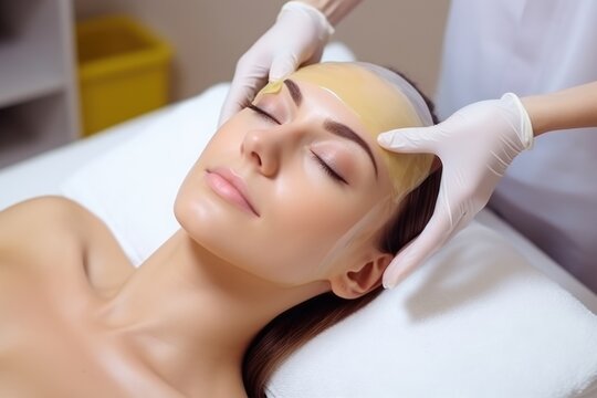Removing hair from beautiful face. Waxing