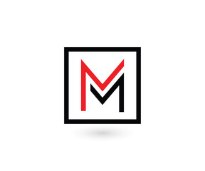 M letter logo design square shape concept vector template