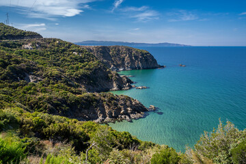 Fototapeta na wymiar Kapidag Peninsula coastline view in Turkey