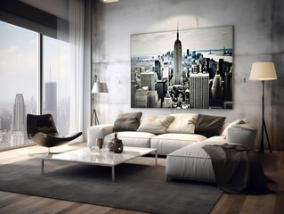 Urban modern living room interior home design generative ai