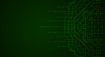 Circuit board. Motherboard. Green technology background.