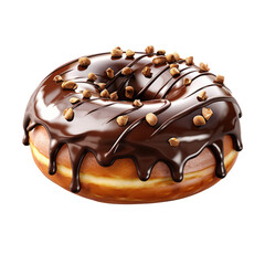 Сhocolate doughnut with sprinkles. Isolated on transparent background 