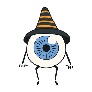 recommend clip art: Cute eye monster in witch hat Halloween cartoon character illustration. Hand drawn kawaii style line art design, isolated vector. Kids seasonal print element, trick or treat, autumn holiday party