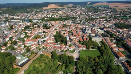  Aerial view around the city Verdun in France on a sunny summer day.