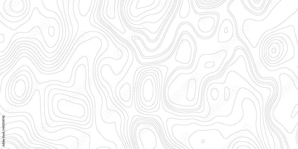 Poster Ocean topographic line map with curvy wave isolines vector illustration. Abstract topographic contours map background, Vector contour topographic map. Cartography texture abstract banner use..