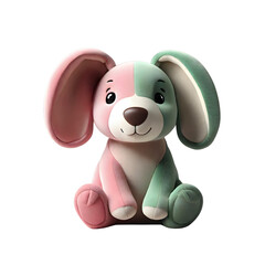 Cute dog, cartoon animal toy, 3D, character isolated on transparent background, Generative AI technology