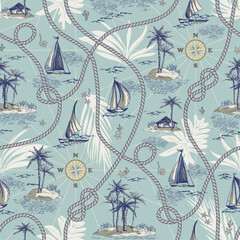 Cartography Seamless Pattern. Vacation Vector Background.