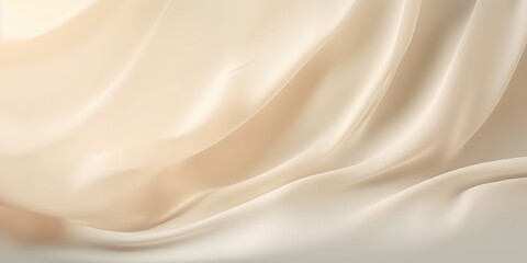 Closeup of rippled white silk fabric cloth texture background.