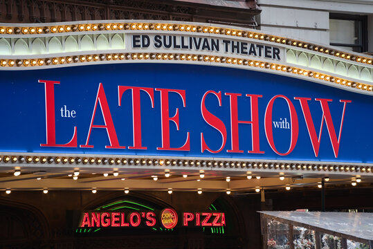 New York, NY - September 17, 2023: The Late Show with Stephen Colbert at the Ed Sullivan Theater at 1697 Broadway