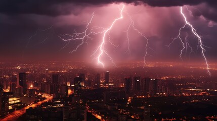 Lightning storm over a city