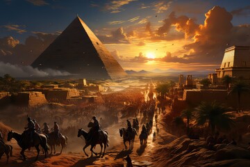 Battle in ancient Egypt, Battle of Kadesh. Generative AI.