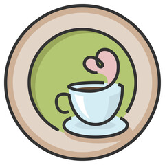 Coffee logo color design for coffeeshop or cafe. Espresso or cappuccino  sign. Creative logotype, trendy line icon.