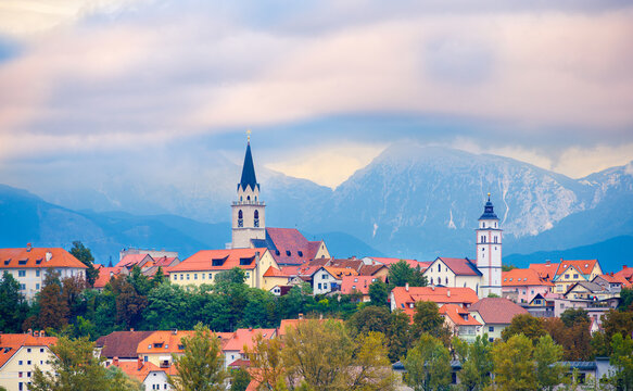 Panorama of Kranj in Slovenia,  Europe