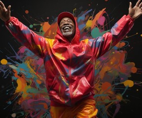 Fototapeta premium Black Man Senior Elderly Colorful Joyful And Emotional Bright Backdrop Generative AI