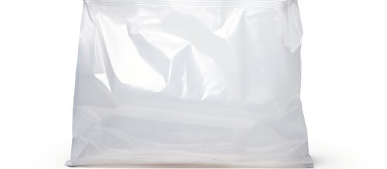 White plastic bag close up with white background and clipping path