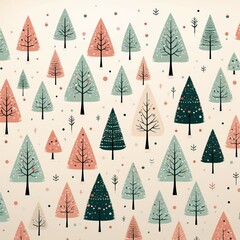 Serene Holiday Background with Minimalist Christmas Tree Pattern