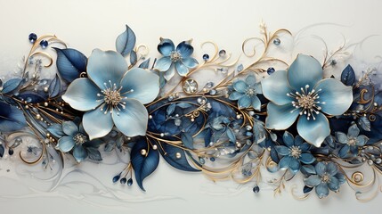 Elegant Snowflake Border - winterwonderland blue and white ice blue