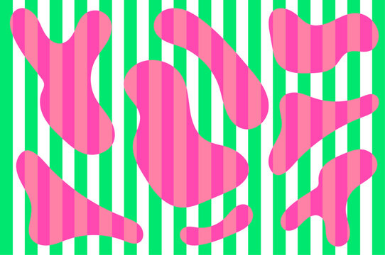 Pink blob shapes in trendy riso print effect