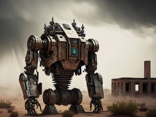 robot in a desolate wasteland