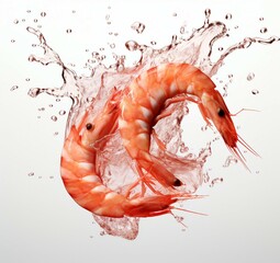 A pair of shrimp splashing into clear water