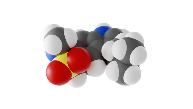 sumatriptan molecule, selective serotonin agonists molecular structure, isolated 3d model van der Waals