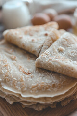 Stack of homemade pancakes, good morning concept