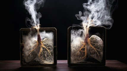 abstract digital grid human lungs. - obrazy, fototapety, plakaty