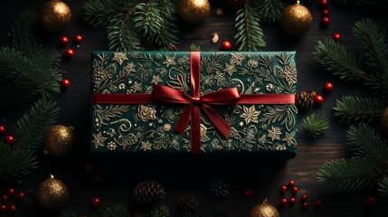 Elegant Christmas Background Wrapping Paper red and green