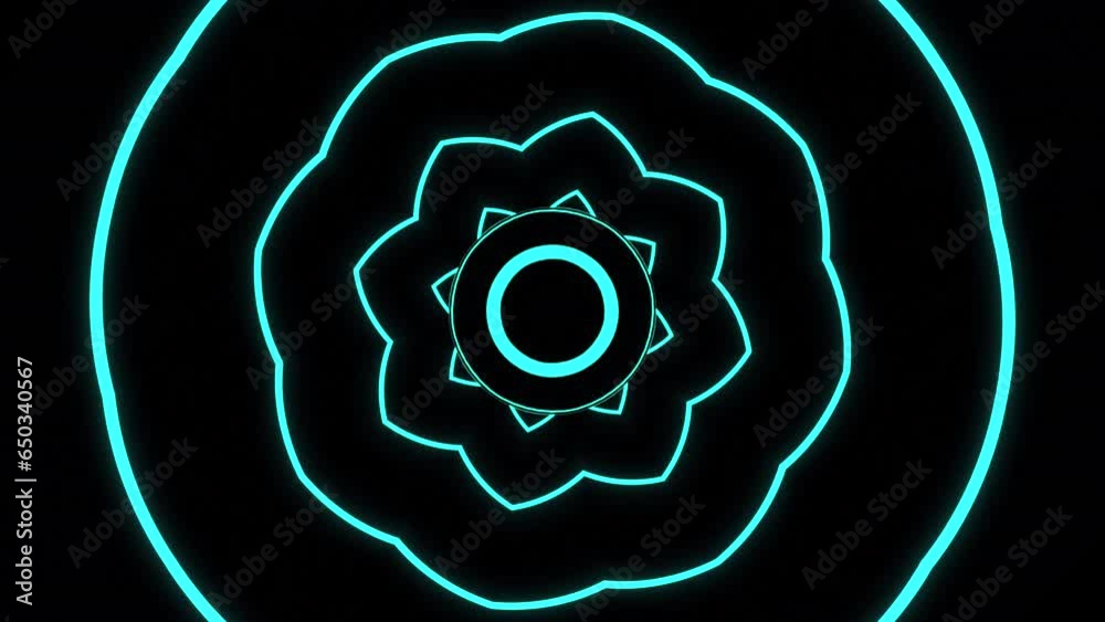 Poster bright lines of hypnotic floral pattern with circles. design. simple circles moving in flow of hypno