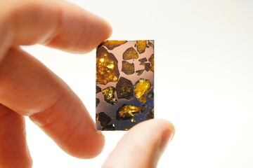 Meteorite, pallasite, meteor slice, space 