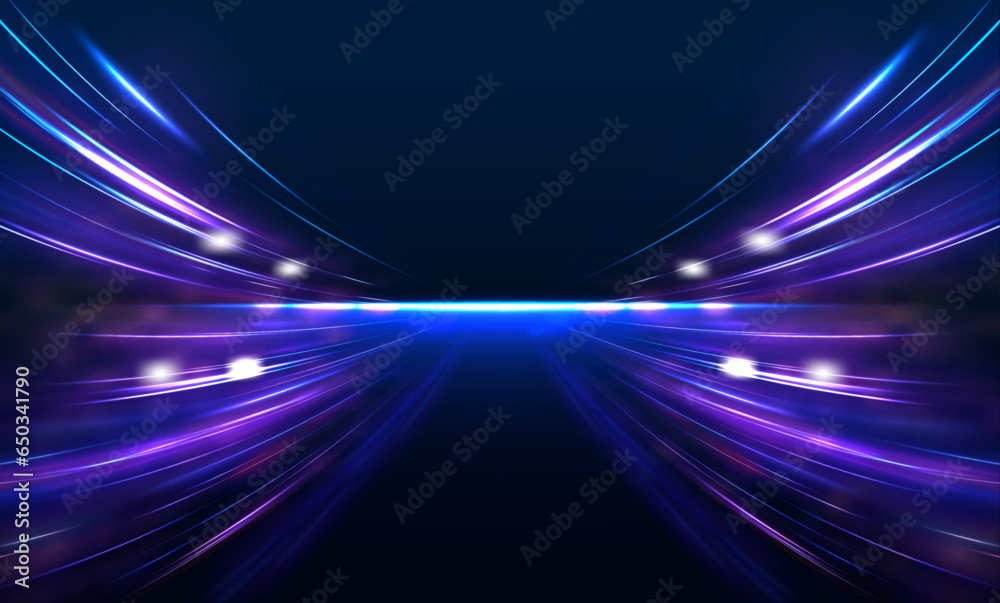 Aufkleber horizontal speed lines connection vector background. futuristic dynamic motion technology blue glowi