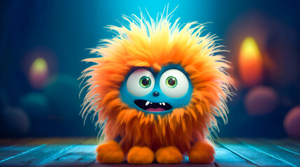 Cute and cuddly monster. Furry friend with big, friendly eyes and a cheerful grin. Generative AI