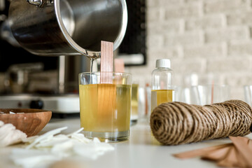 Process of making candles in a workshop