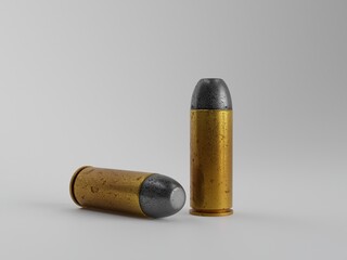 3d rendered two bullets isolated on white